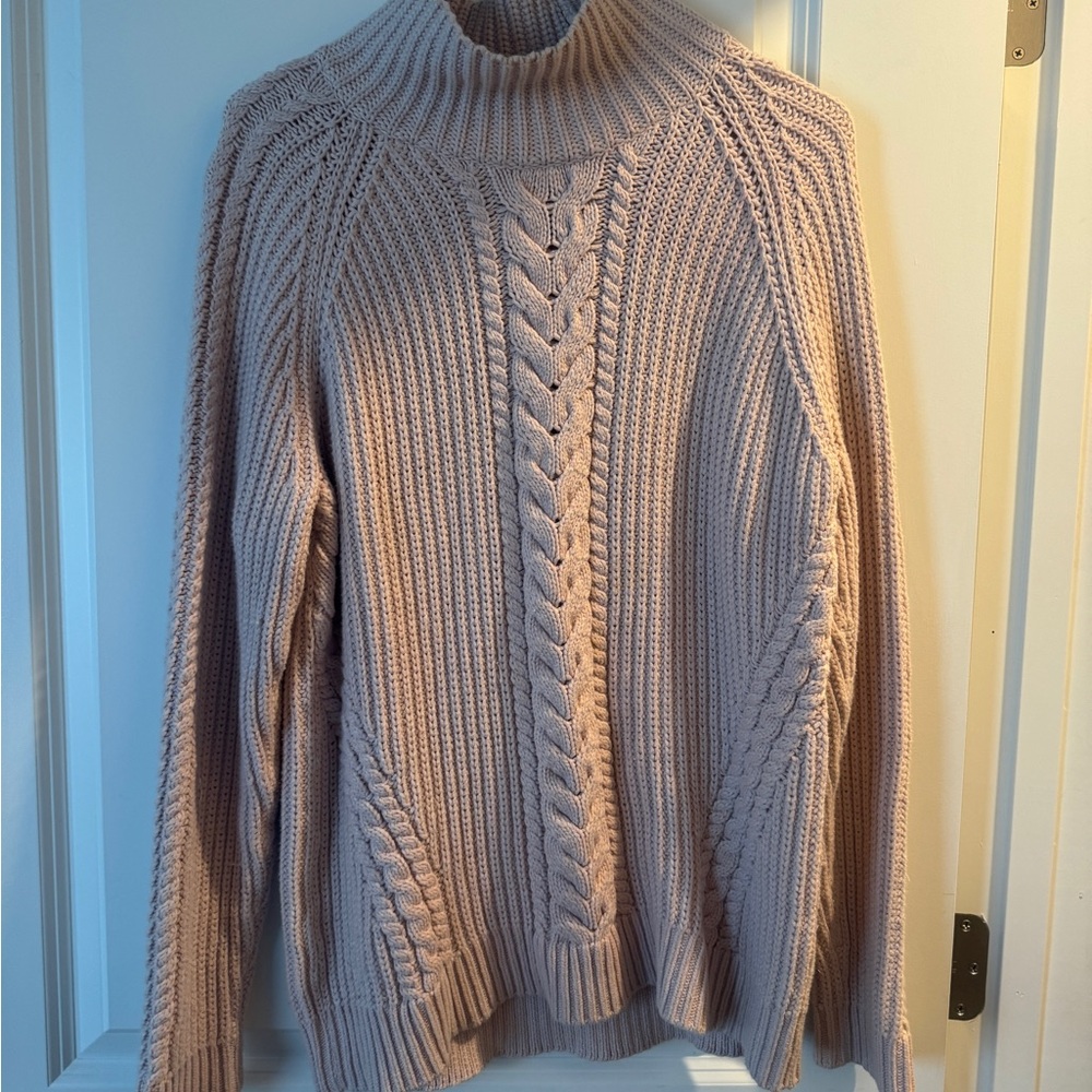 lululemon athletica Pink Cable Knit Turtleneck Sweater